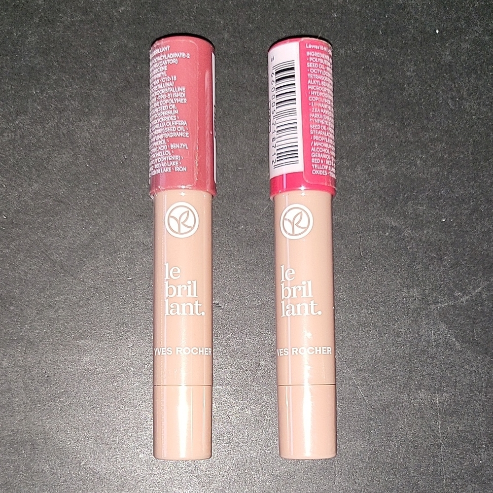 NEW Yves Rocher Le Brillant Lip Crayons, Set of 2 FULL SIZE! Soft Pink Shades